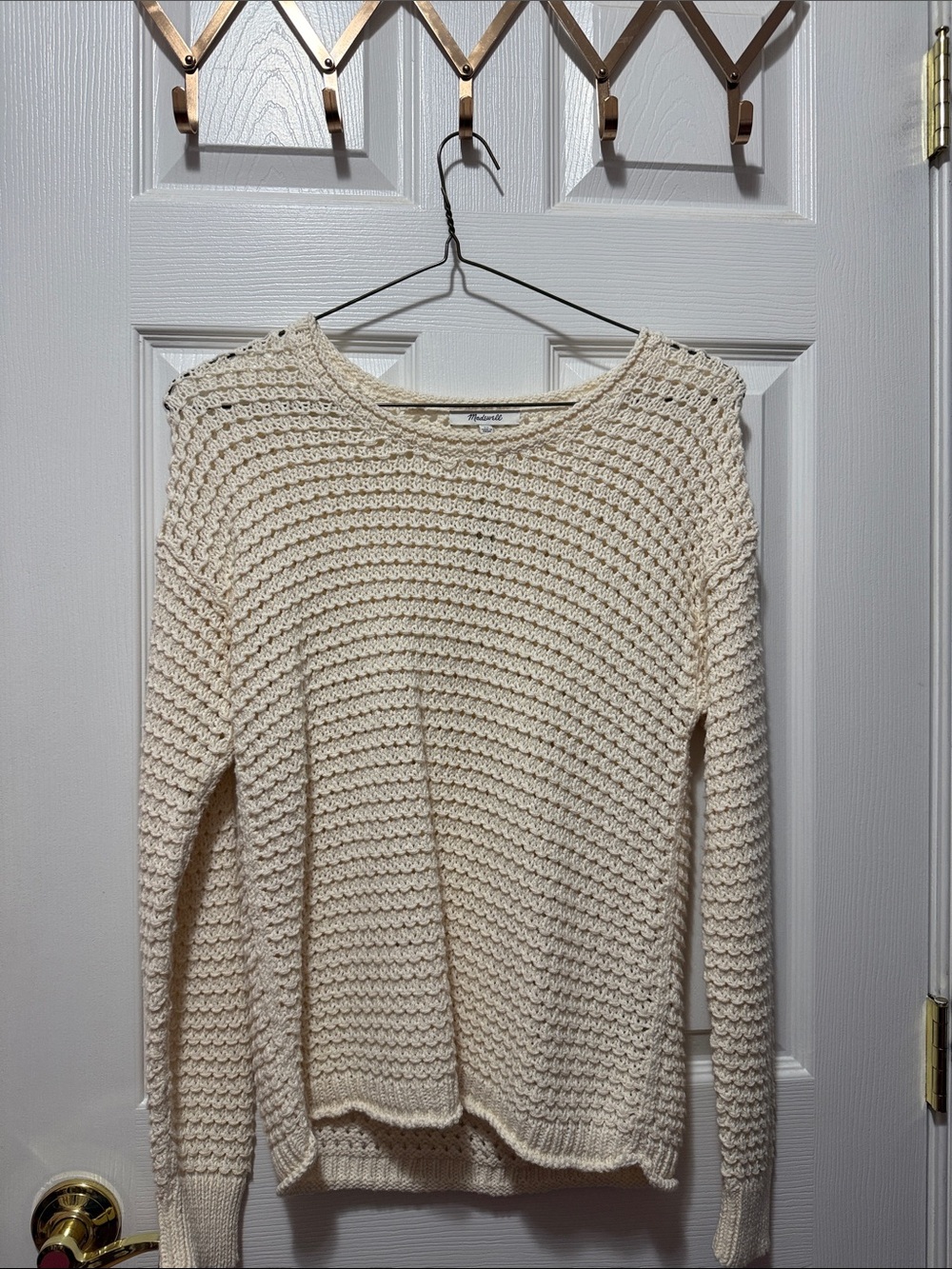 Madewell Cream Open-Weave Crewneck Sweater